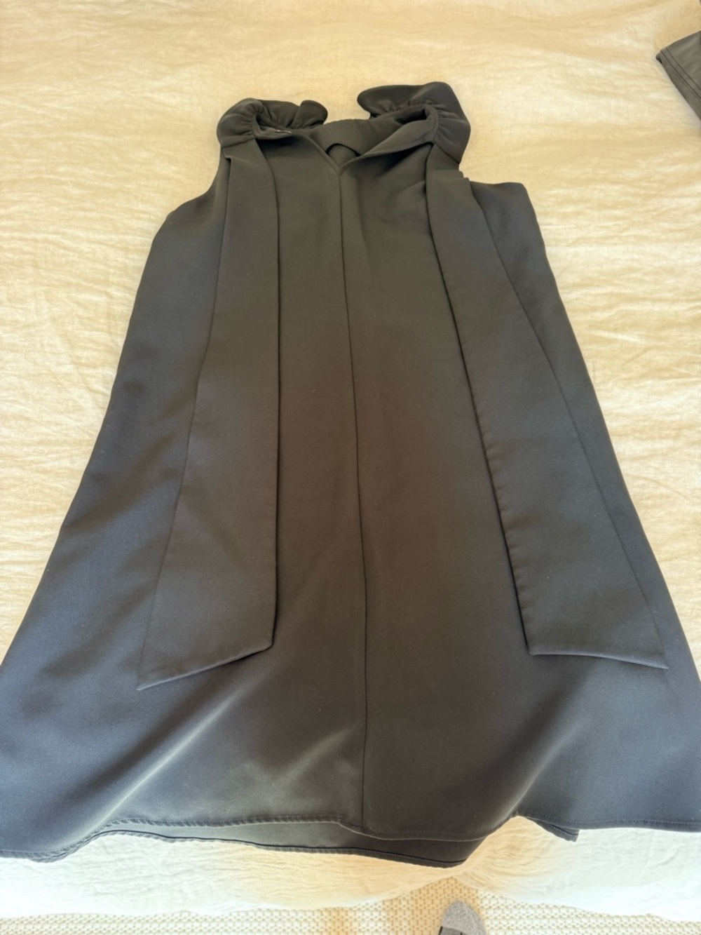 Tuckernuck Black Mini Dress with Ruffle Neck - Picture 2 of 3
